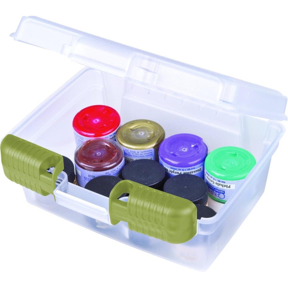 image:imageArtBin 6971AB Quik View Base WTaupe LATCHES Portable Art amp Craft Organizer with Handle 1 Plastic Storage Case Translucent 7 inch  Deep Open7 inch  Deep