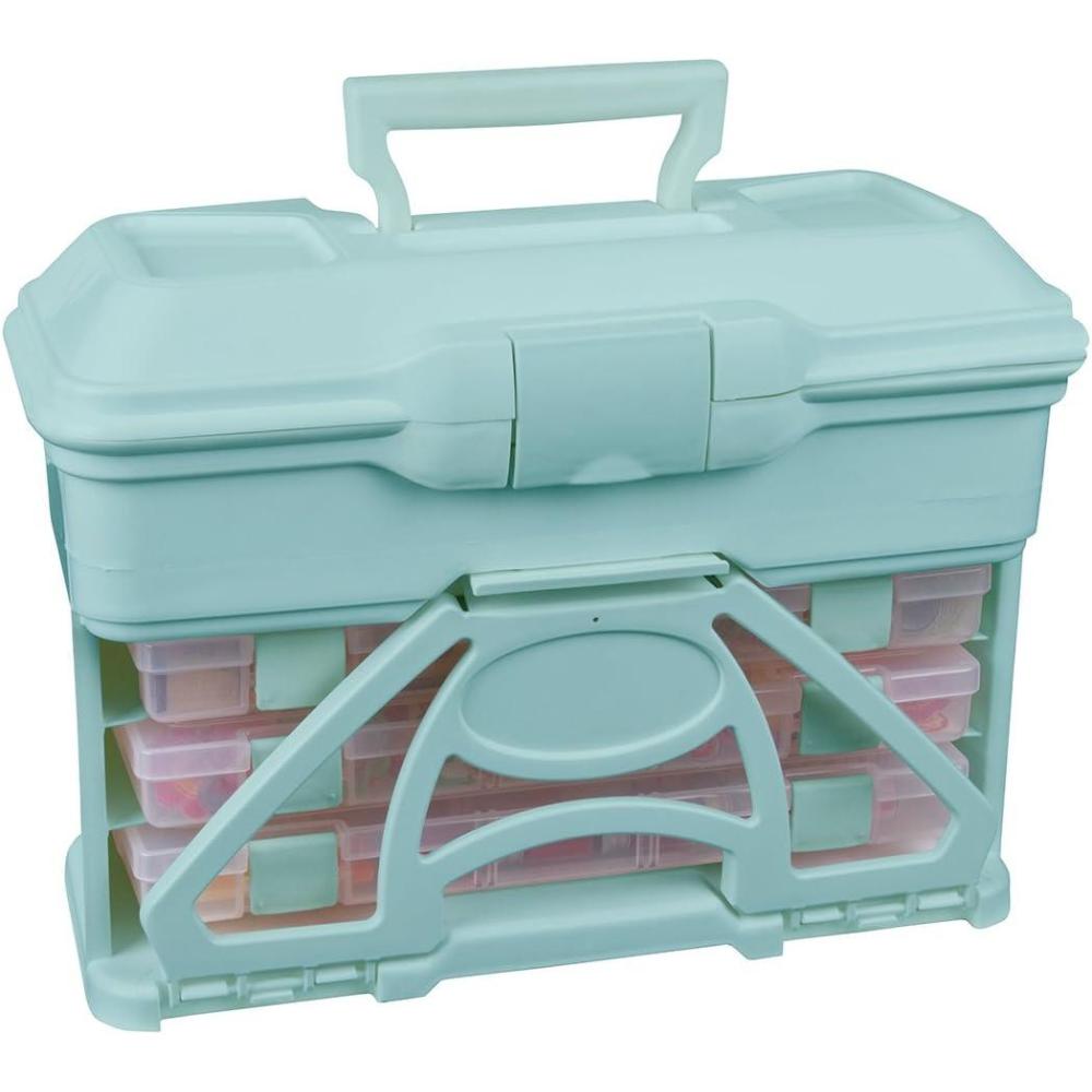 image:imageArtBin 6994AB Solutions Cabinet Portable Art amp Craft Organizer with Handle amp Drawers 1 Plastic Storage Case ClearAquaAqua