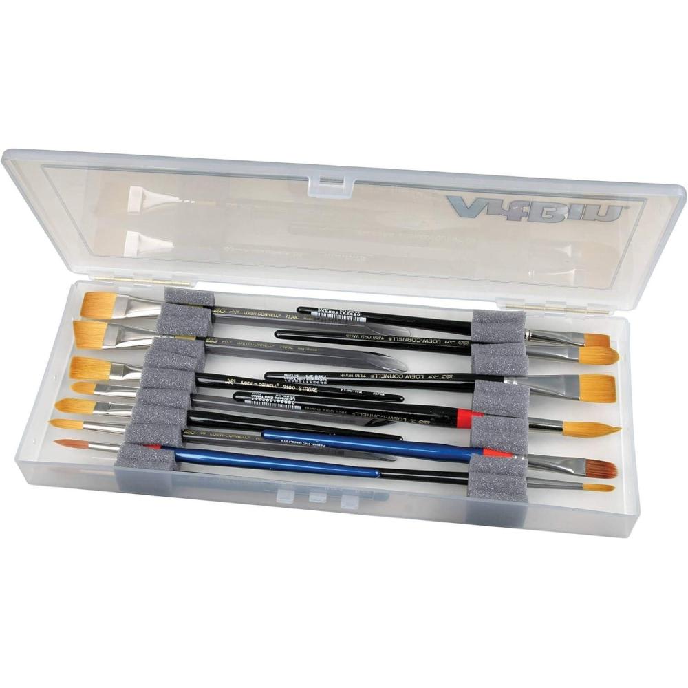 image:imageArtBin KW903 Brush Box with Foam Inserts Fine Art Portable Paint Brush Organizer Plastic Clear 10 Count