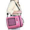 ArtBin 6824AG Mini Yarn Drum, Portable Knitting & Crochet Storage, [1] Poly Canvas Tote Bag, Gray Print(Pink)