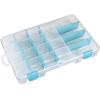 ArtBin 6847AG Medium Anti-Tarnish Box with Removable Dividers, Jewelry & Craft Organizer with Anti-Tarnish Technology, [1] Plastic Storage Case, Clear with Aqua Accents(Medium (10.875” x 7.0” x 1.75”) w/ 15 Dividers)