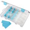 ArtBin 6847AG Medium Anti-Tarnish Box with Removable Dividers, Jewelry & Craft Organizer with Anti-Tarnish Technology, [1] Plastic Storage Case, Clear with Aqua Accents(Medium (10.875” x 7.0” x 1.75”) w/ 15 Dividers)
