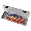 ArtBin 6900AB Pencil Utility Box, Art & Craft Organizer, [1] Divided Storage Box for Pens, Pencils, Markers, Paint Brushes, etc., Translucent Charcoal(12.38 by 4.875 by 1.75-Inch)