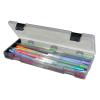 ArtBin 6900AB Pencil Utility Box, Art & Craft Organizer, [1] Divided Storage Box for Pens, Pencils, Markers, Paint Brushes, etc., Translucent Charcoal(12.38 by 4.875 by 1.75-Inch)