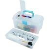 ArtBin 6918AB Twin Top 17 inch Supply Box, Portable Art & Craft Supply Organizer with Handle, [1] Plastic Storage Case, Black(Aqua Accents)