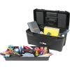ArtBin 6918AB Twin Top 17 inch Supply Box, Portable Art & Craft Supply Organizer with Handle, [1] Plastic Storage Case, Black(Black)