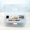 ArtBin 6918AH Twin Top 17 inch Supply Box, Portable Art & Craft Supply Organizer with Handle, [1] Plastic Storage Case, Translucent