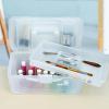 ArtBin 6918AH Twin Top 17 inch Supply Box, Portable Art & Craft Supply Organizer with Handle, [1] Plastic Storage Case, Translucent