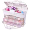 ArtBin 6994AB Solutions Cabinet, Portable Art & Craft Organizer with Handle & Drawers, [1] Plastic Storage Case, Clear/Aqua(White)