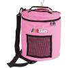 ArtBin 6824AG Mini Yarn Drum, Portable Knitting & Crochet Storage, [1] Poly Canvas Tote Bag, Gray Print(Pink)