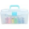 ArtBin 6918AB Twin Top 17 inch Supply Box, Portable Art & Craft Supply Organizer with Handle, [1] Plastic Storage Case, Black(Aqua Accents)