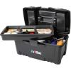 ArtBin 6918AB Twin Top 17 inch Supply Box, Portable Art & Craft Supply Organizer with Handle, [1] Plastic Storage Case, Black(Black)