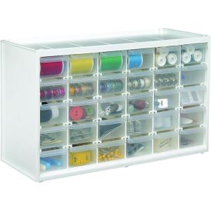 ArtBin 6830PC Store-In-Drawer Cabinets – Wall Mountable Storage Cabinet with 30 Drawers, Art & Craft Organizer, Clear/White(30 Drawer)