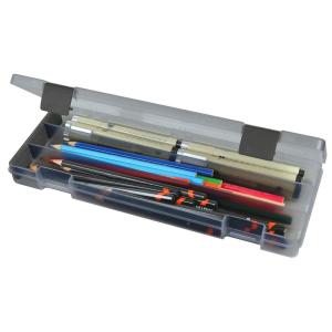 ArtBin 6900AB Pencil Utility Box, Art & Craft Organizer, [1] Divided Storage Box for Pens, Pencils, Markers, Paint Brushes, etc., Translucent Charcoal(12.38 by 4.875 by 1.75-Inch)