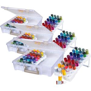 ArtBin 6959AB Bottle Storage Super Satchel, Portable Carrying Case – Organizes up to 32 individual 0.5oz Bottles, Clear(Pack of 3)