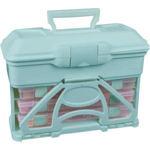 ArtBin 6994AB Solutions Cabinet, Portable Art & Craft Organizer with Handle & Drawers, [1] Plastic Storage Case, Clear/Aqua(Aqua)