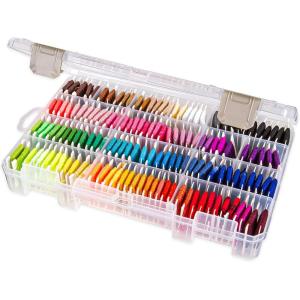 ArtBin Floss Finder Box: Clear Sewing Organizer with 6 Compartments, 12 Dividers, Durable – Perfect for Embroidery Floss and Small Sewing Supplies Storage(1 Count (Pack of 1))