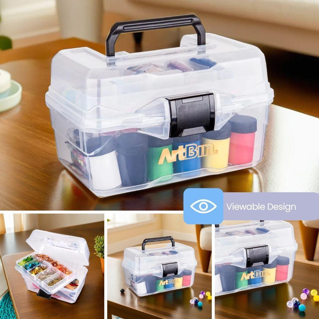 image:imageArtBin 6890AG Small Project Box Portable Art amp Craft Organizer with LiftOut Tray 1 Plastic Storage Case ClearSmall Pack of 6