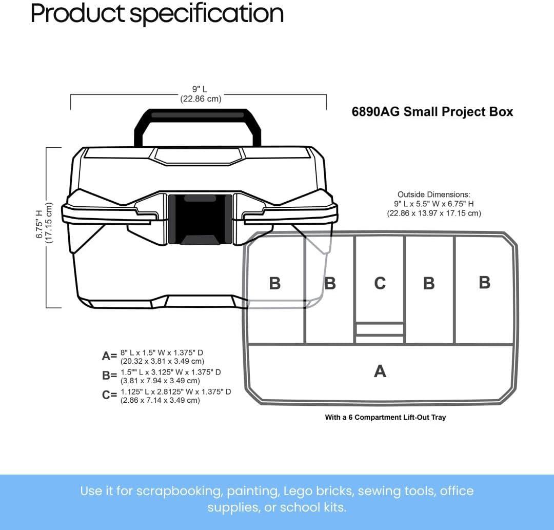image:imageArtBin 6890AG Small Project Box Portable Art amp Craft Organizer with LiftOut Tray 1 Plastic Storage Case ClearSmall Pack of 6