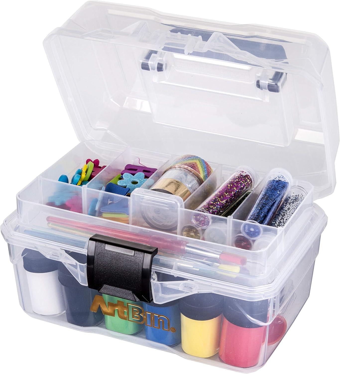image:imageArtBin 6890AG Small Project Box Portable Art amp Craft Organizer with LiftOut Tray 1 Plastic Storage Case ClearSmall Pack of 6