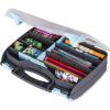 ArtBin 6877AG Double-Sided Quick View Carrying Case, Portable Art & Craft Organizer with Removable Dividers, [1] Plastic Storage Case, Black/Aqua with Clear Lid(Medium)