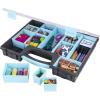 ArtBin 6877AG Double-Sided Quick View Carrying Case, Portable Art & Craft Organizer with Removable Dividers, [1] Plastic Storage Case, Black/Aqua with Clear Lid(Large)